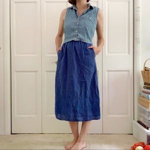 FLAX cobalt blue 100% linen skirt